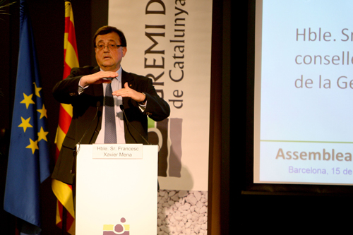 Francesc Xavier Mena, conseller d'Empresa i Ocupaci, abri la Asamblea 2012 del Gremi d'rids de Catalunya