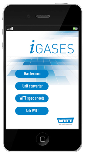 La aplicacin gratuita de Witt 'iGases' para smartphones ayuda a solucionar dudas tcnicas sobre gases industriales. Foto: Witt...