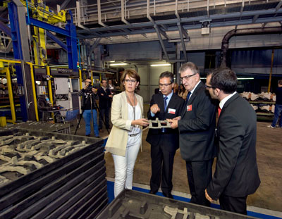 The president Barcina visit the plant of Fagor Ederlan Tafalla, accompanied of directors of the company
