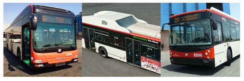 Autobuses hbridos MAN y Tata Hispano que acaban de ingresar en la flota de TMB...