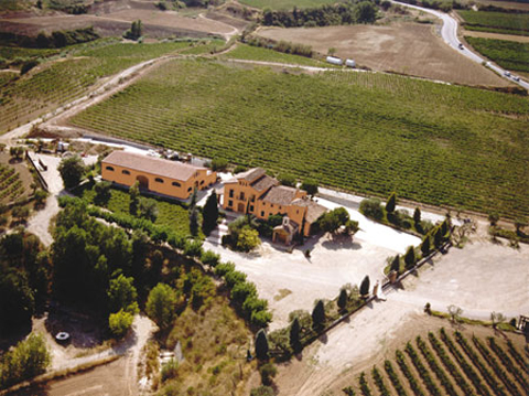  Vista area de la Masa Castellroig, una bodega familiar que elabora vinos y cavas bajo la filosofa de 'Vinos de Terroir'...