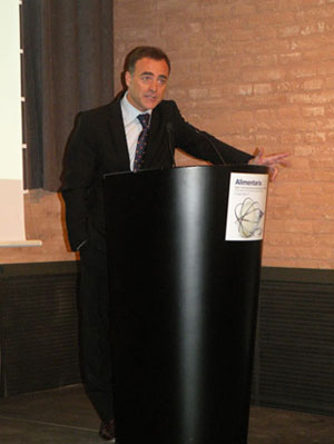 Juan Antoni Valls durante la presentacin de Alimentaria en la antigua fbrica de Estrella Damm, el pasado 10 de febrero...