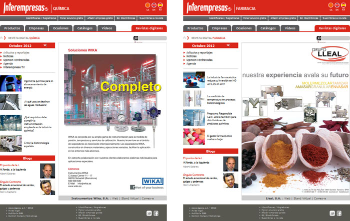 Portadas de las nuevas revistas digitales de octubre de Interempresas Qumica y Farmacia