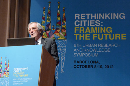 Xavier Trias, alcalde de Barcelona, durante el acto de clausura del 6 Urban Research and Knowledge Symposium