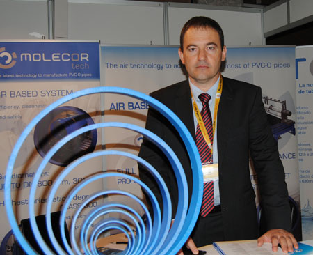 Ignacio Muoz, general director of Molecor, in the stand of the company in plastic Pipes XVI