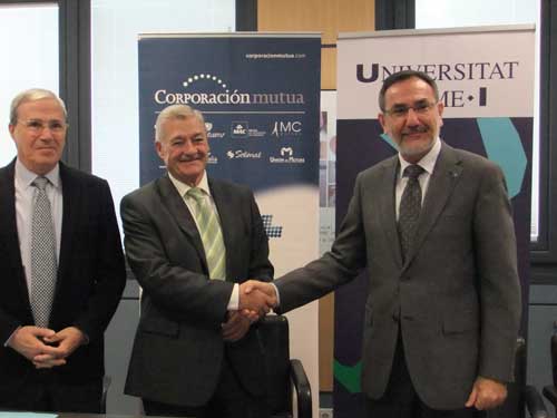 El director gerente de Unin de Mutuas, Juan Enrique Blasco, y el rector de la UJI, Vicent Climent...