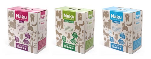 Por el momento, la gama de Naku consta de tres dietas, una para cachorros y dos para mascotas adultas