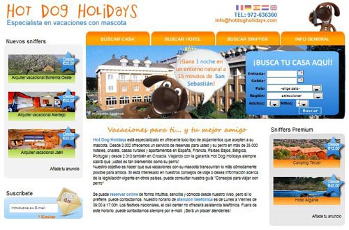 Pantalla principal de la web hotdogholidays.com