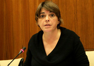 Elena Cort�s, durante su intervenci�n en la Comisi�n de Fomento y Vivienda