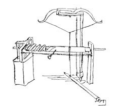 Boceto de un torno de pedal y doble prtiga de Leonardo da Vinci...