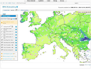 Imagen del Sistema Europeo de Alertas de Inundacin