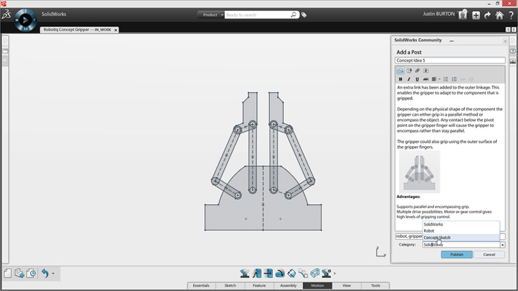 SolidWorks Mechanical Conceptual - objetivo: olvidarse de los detalles y centrarse en el concepto (Foto: SolidWorks)