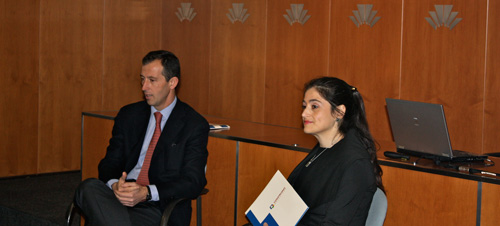 El presidente de Construmat, Josep Miarnau, y la directora del certamen, Pilar Navarro, durante la presentacin