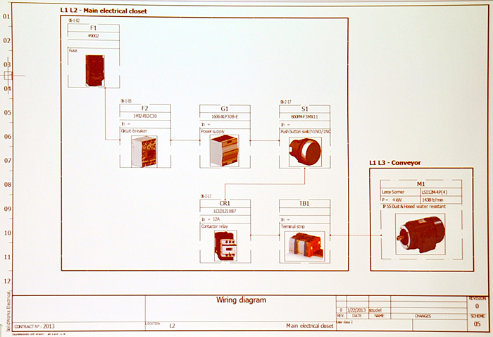 Ejemplo de diagrama unifilar realizado con SolidWorks Electrical