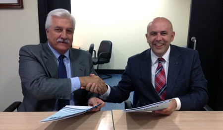 De izquierda a derecha: Javier Daz, presidente de Avebiom, y Rafael Rodrguez Tovar, presidente de Aegi