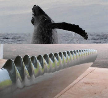 Aletas de ballenas aplicadas en palas de aerogeneradores