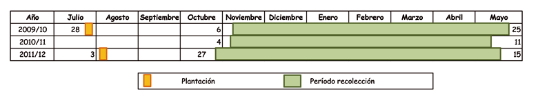 Figura 2: Calendario de cultivo