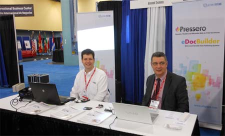 Greg Salzman (Aleyant Systems) y Jos Vte.Salas (Datafont) en Graphics of Americas, celebrado en Miami en 2012