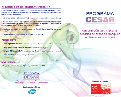 'Cesar' es la primera iniciativa impulsada por Sefac para desarrollar servicios profesionales farmacuticos avalados cientficamente y en los que los...