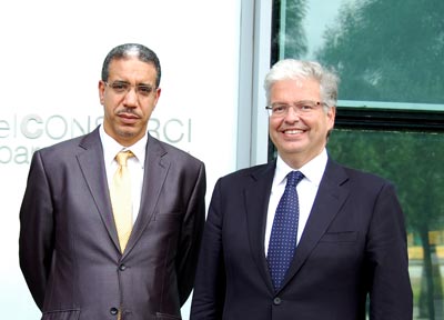 Aziz Rabbah, ministro de Equipamientos y Transporte de Marruecos y Jordi Cornet...
