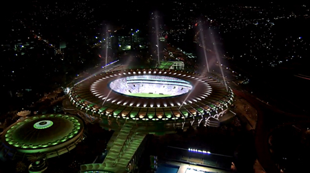 Vista area nocturna del Estadio Maracan