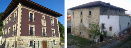 A la izquierda el Palacio de San Cristbal rehabilitado y a la derecha el mismo palacio antes de su transformacin