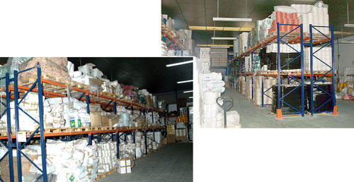 En el almacn de la empresa en Cieza (Murcia), Hilaturas ofrece su stock en cordelera...