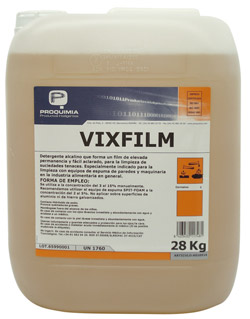 Vixfilm est formulado para superficies alimentarias como suelos, paredes, utensilios y equipos de preparacin de alimentos...