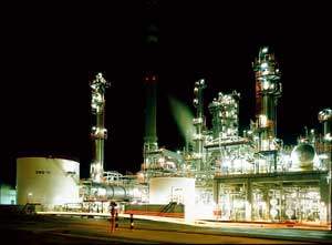 Refinery La Rabida, Huelva. Night view