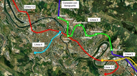 Plano de las lneas de Metro de Bilbao