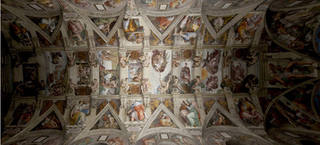 Fragmento del techo de la Capilla Sixtina, pintado por Miguel ngel