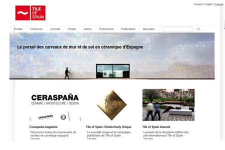 The version in French of the promotional portal of Tile of Spain