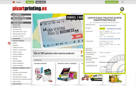 Portal de www.pixartprinting.es