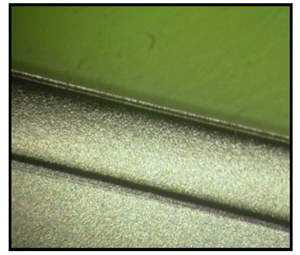 Fig. 5. Lneas ntidas en la zona de transicin del material duro (ABS/PC) y el elastmero ALLRUNA