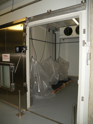 Una parte importante de las instalaciones la ocupan sus ms de 20 cmaras refrigeradas para realizar diferentes pruebas de control poscosecha...