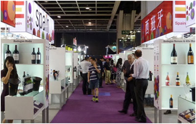 Algunos de los stands de Vinexpo Asia Pacfico