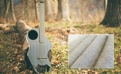 La foto, proporcionada por la firma norteamericana Alpaca Guitars muestra su guitarra artesanal. La guitarra fue fabricada a partir de Biotex...