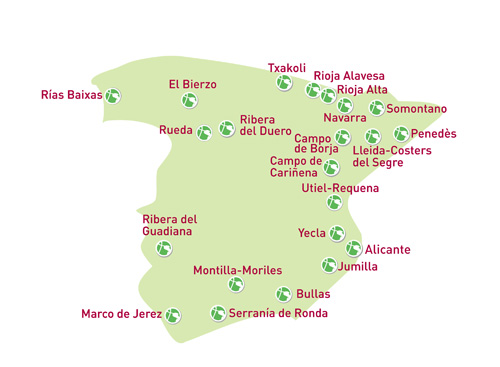 Mapa actual de las Ciudades del Vino
