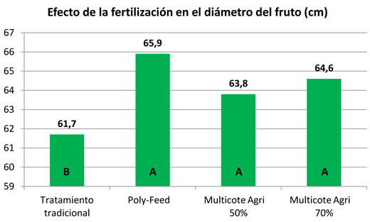 Grfico 2: Dimetro del fruto en el tercer ao (recogido en 2013)