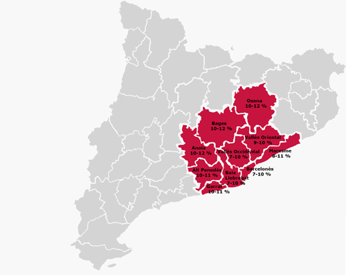 Mapa de rentabilidades mnimas solicitadas por el inversor, por comarcas