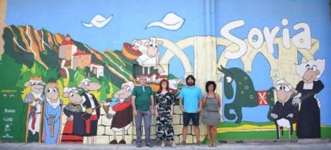 Soria resalta con un mural el valor esencial de trashumancia en su historia.