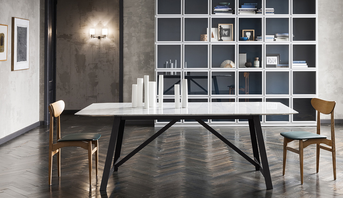 BonTon tavolo top legno + Concept libreria by Silvano Pierdon for Capodopera