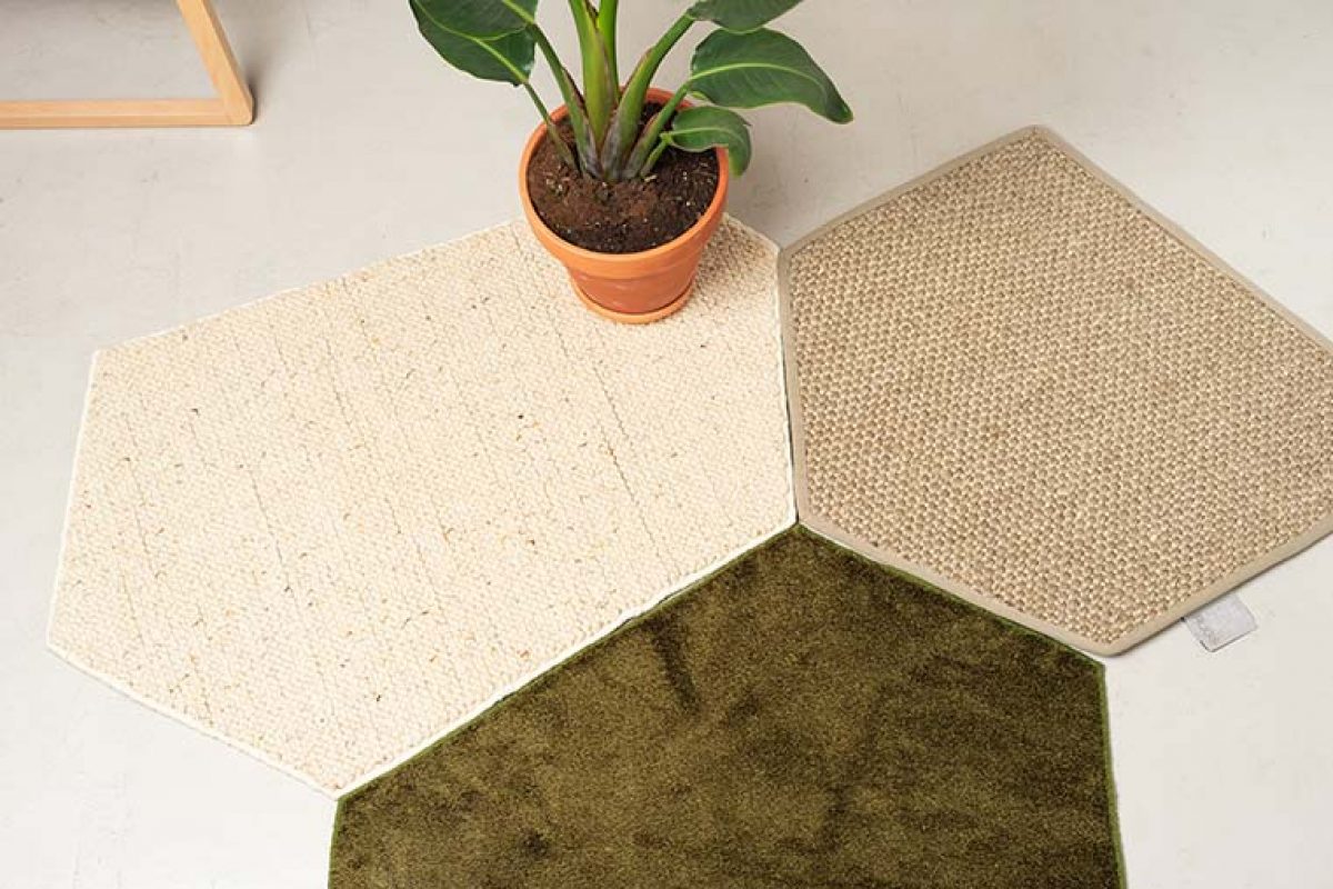 Nutcreatives disea la coleccin sostenible Trencads para Barcelona Rugs, alfombras creadas a partir de residuos pre-consumo