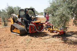 manipuladora telesc�pica 531-70 AGRI Tier 4, equipada con vibrador de olivos de AGRUIZ